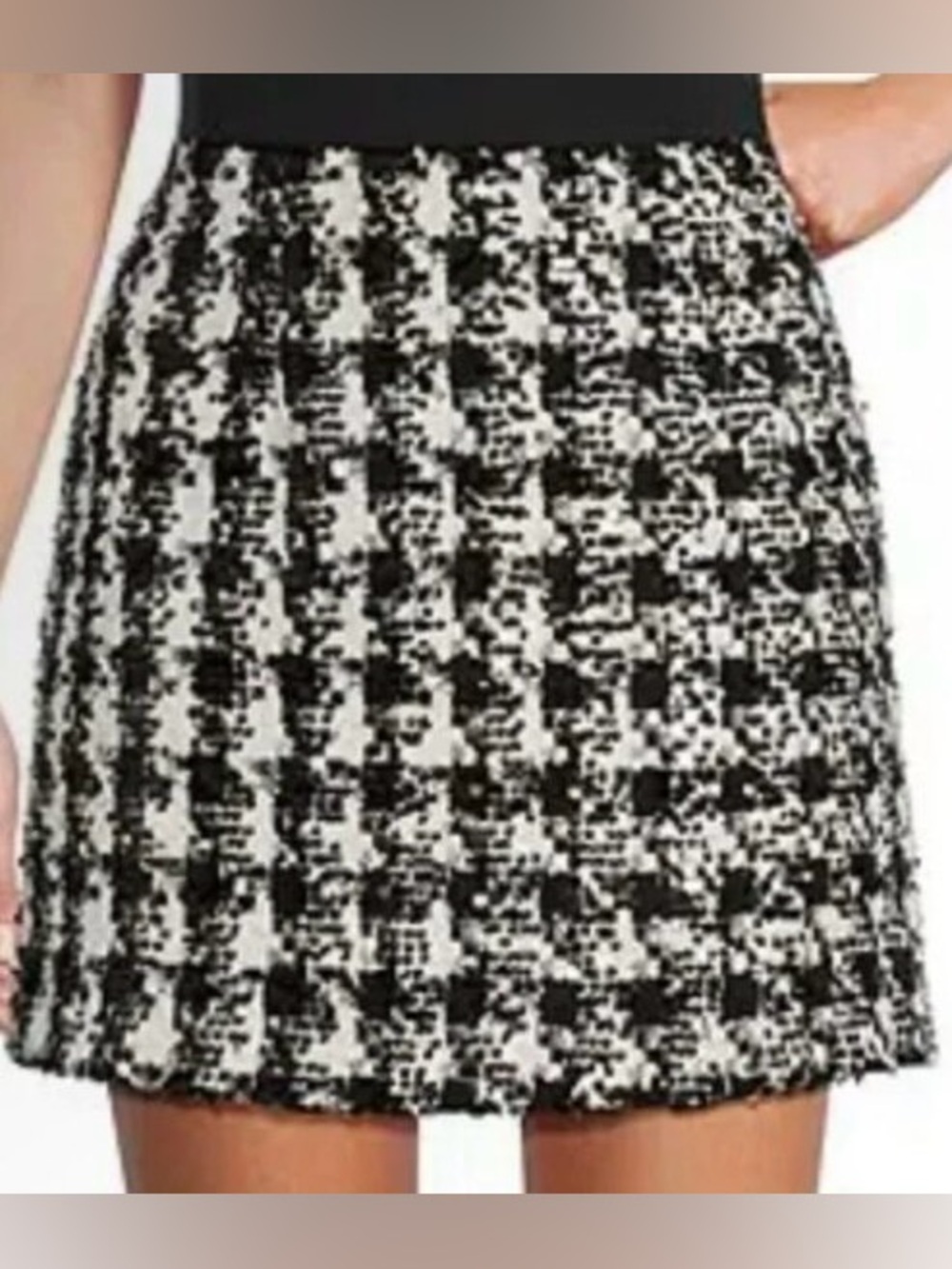 ANTONIO MELANI Black and White Tweed Mini Skirt